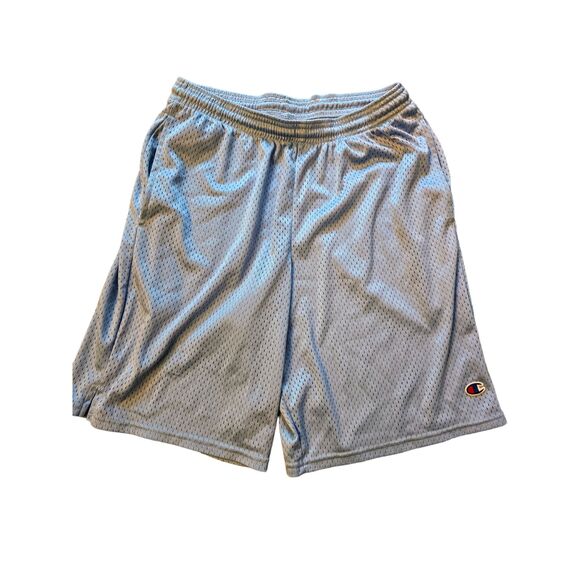 Champion Light Blue Mesh Athletic Shorts Elastic Waistband Logo Unisex Small - Picture 11 of 12